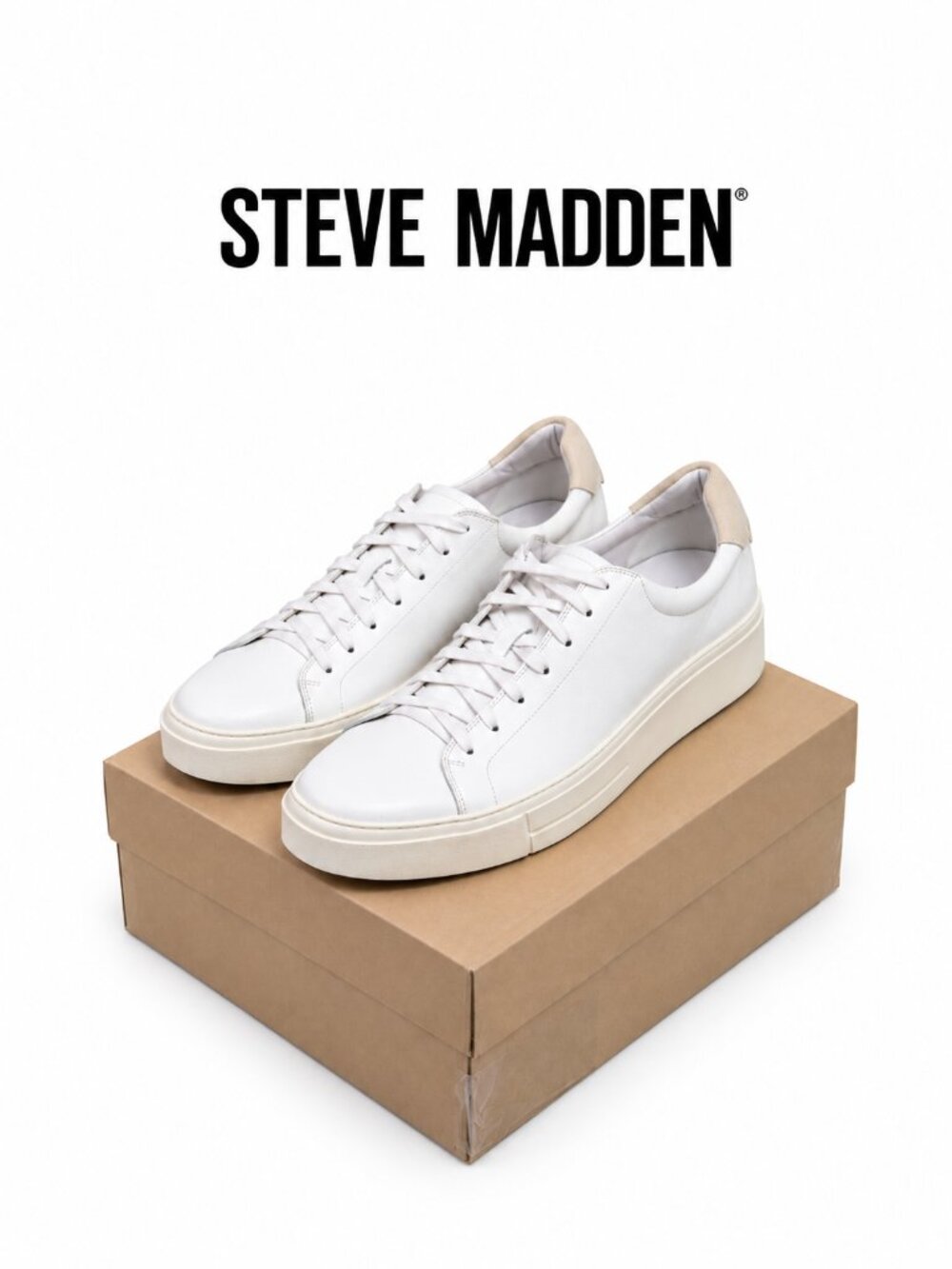 Steve Madden Forrte White Leather Low Top Sneakers Mens 11 FORR02M1 Brazil